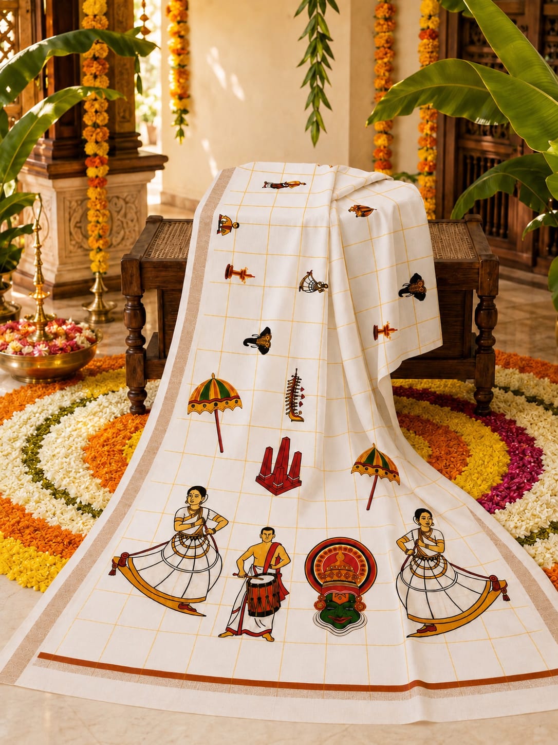 Kerala Onam Icons Shirt and Saree Combo Box