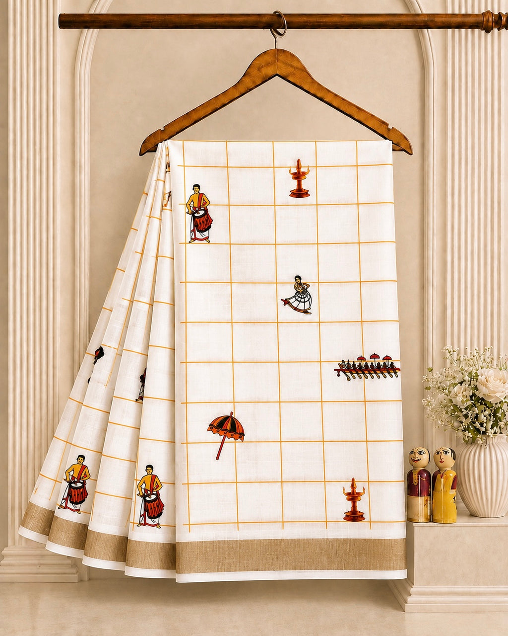 Kerala Onam Icons Shirt and Saree Combo Box