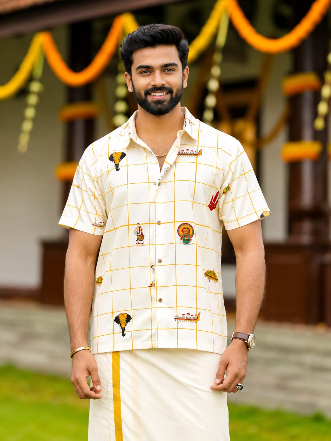 Kerala Onam Icons Shirt and Saree Combo Box