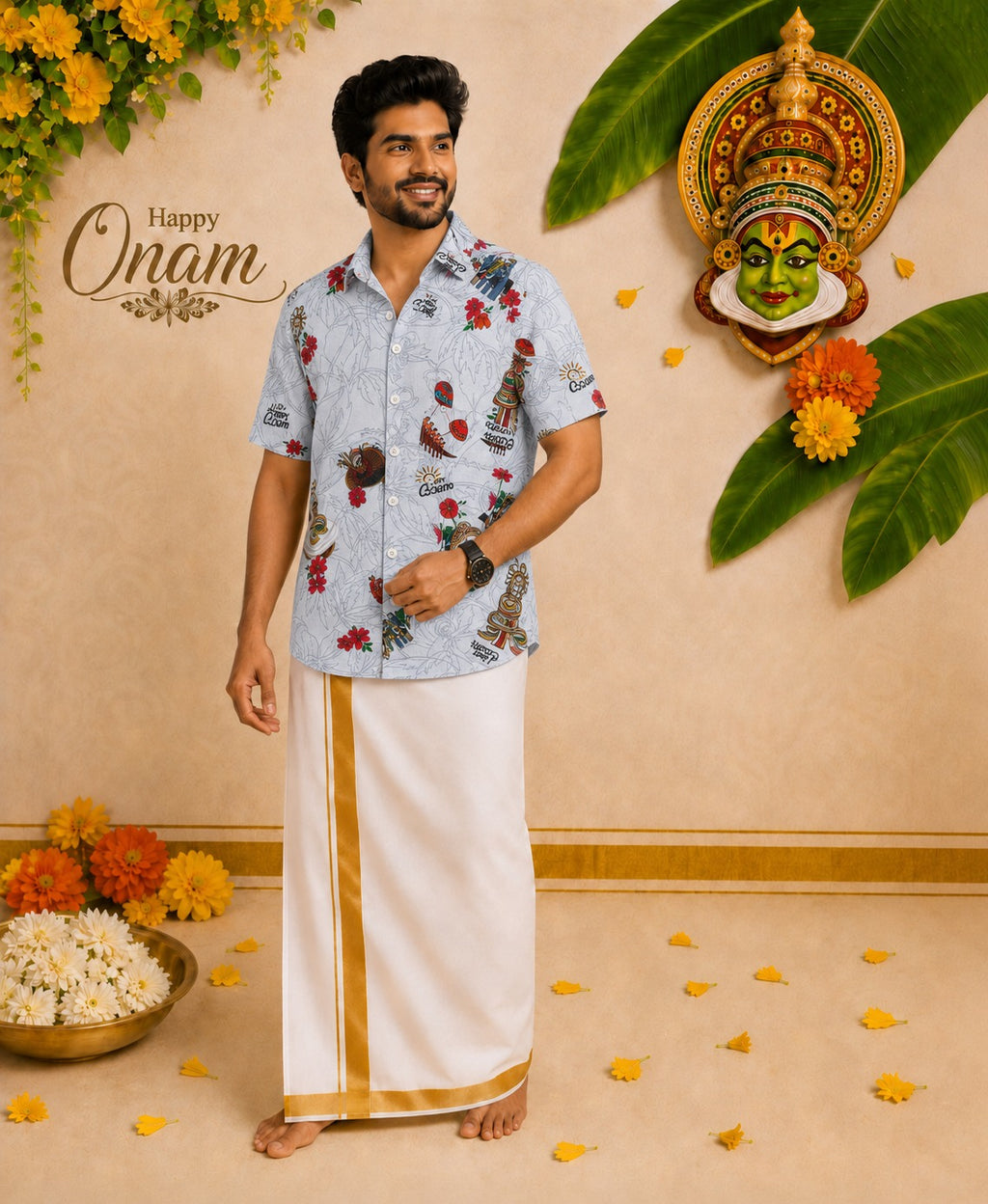 Traditional Shirt and Mundu Combo