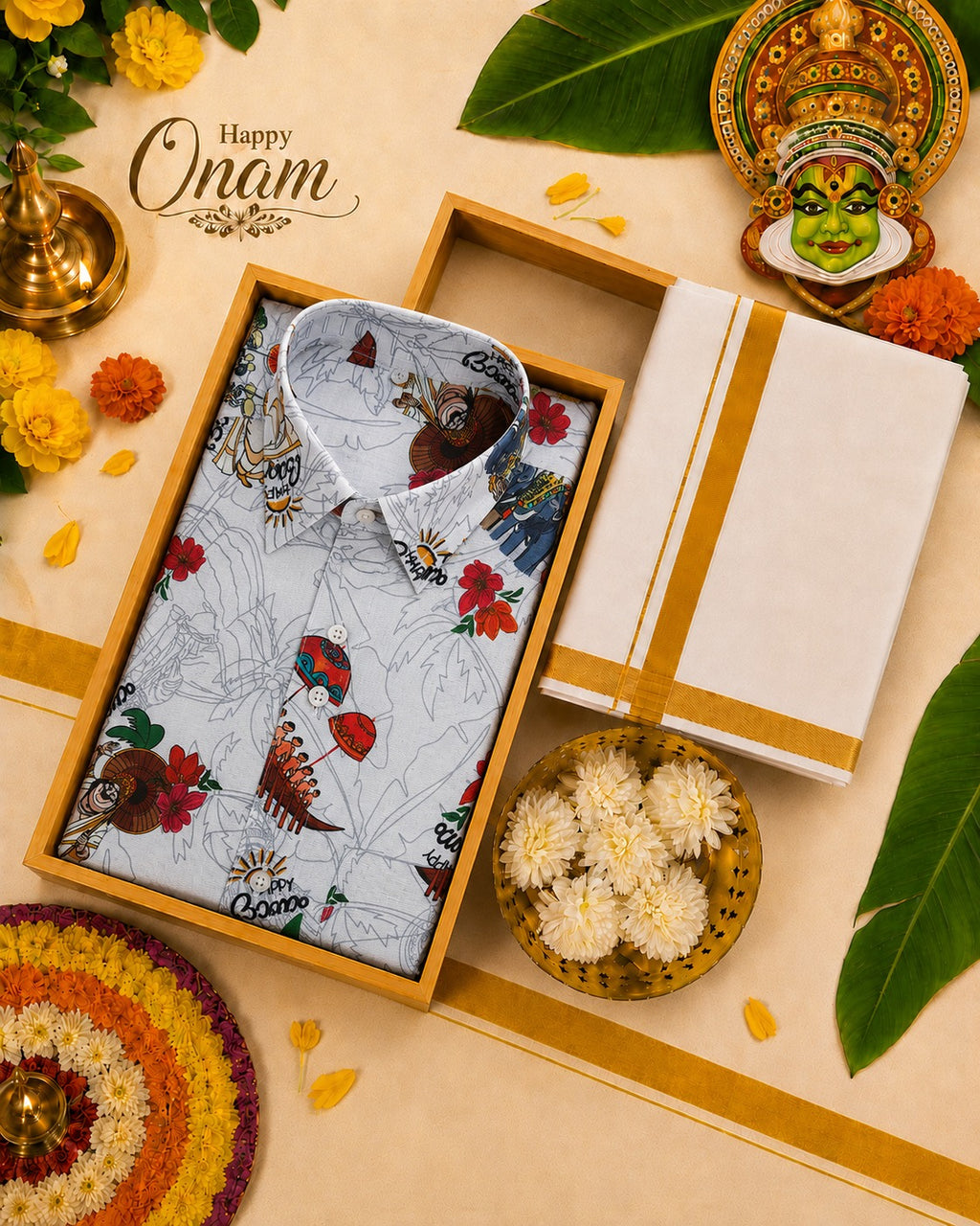 Traditional Shirt and Mundu Combo