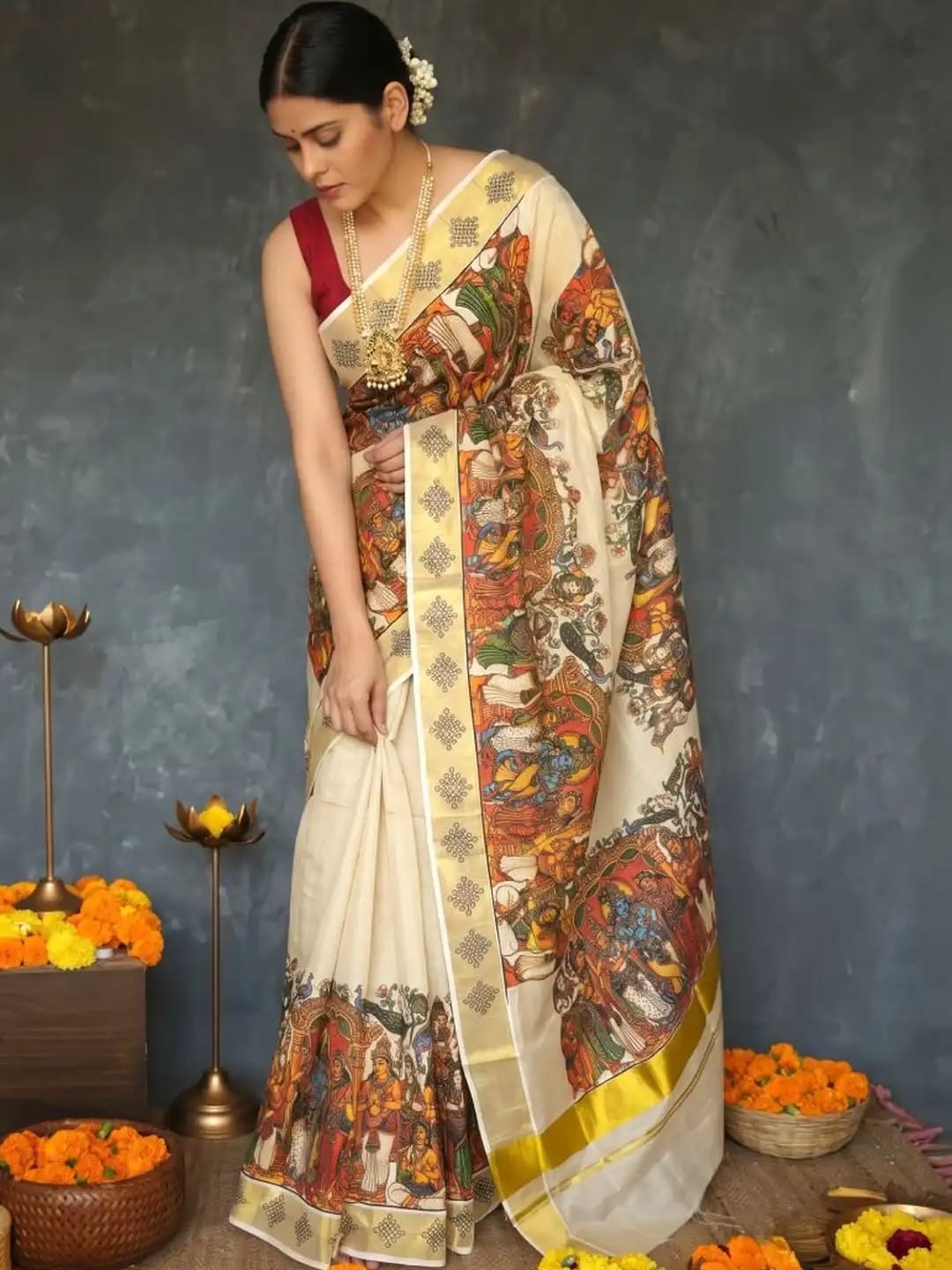 SITA RAMA KALYANAM MURAL PRINT SAREE
