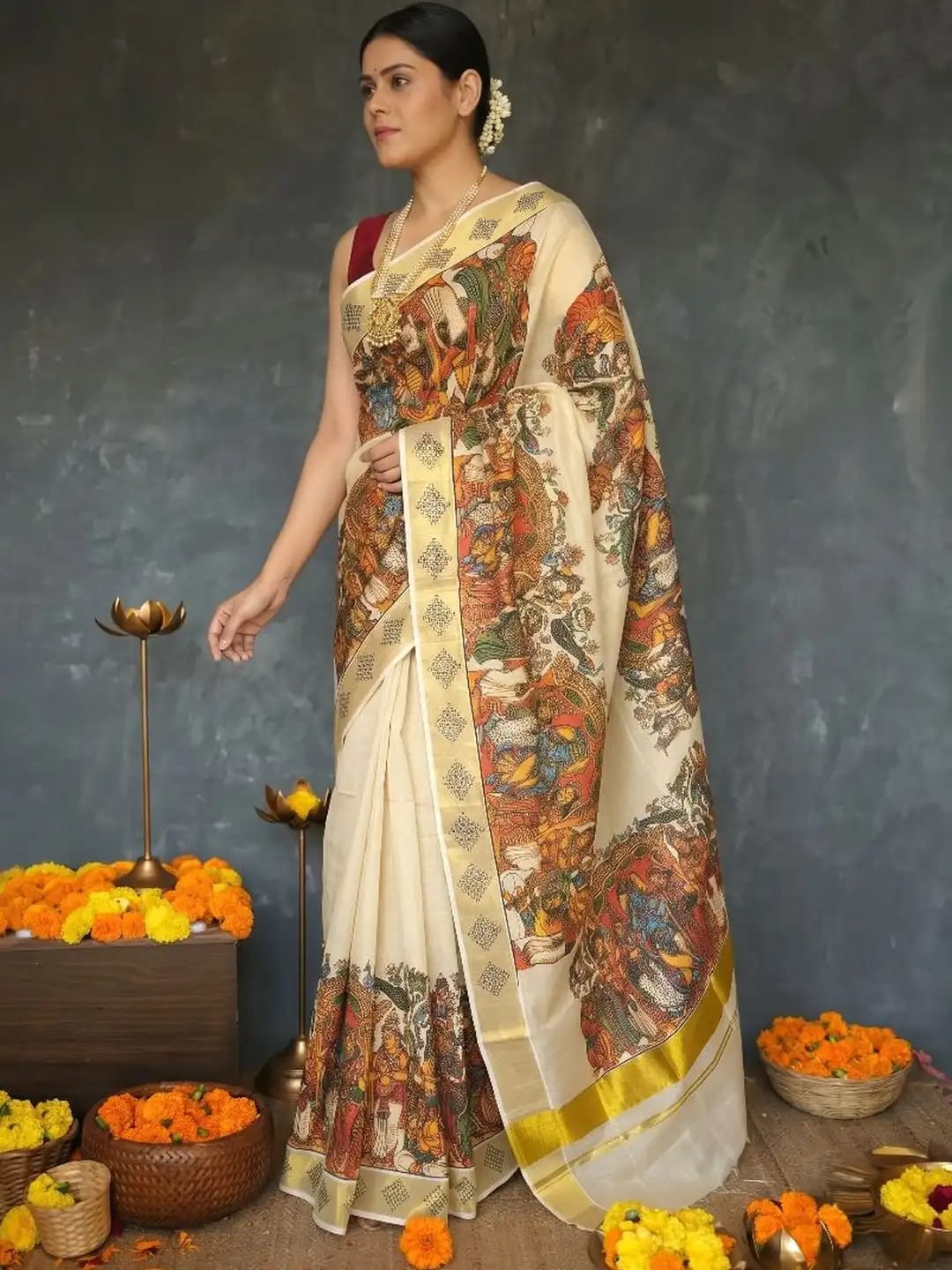 SITA RAMA KALYANAM MURAL PRINT SAREE