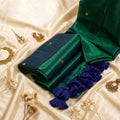 Emerald Green & Navy Blue combination Saree