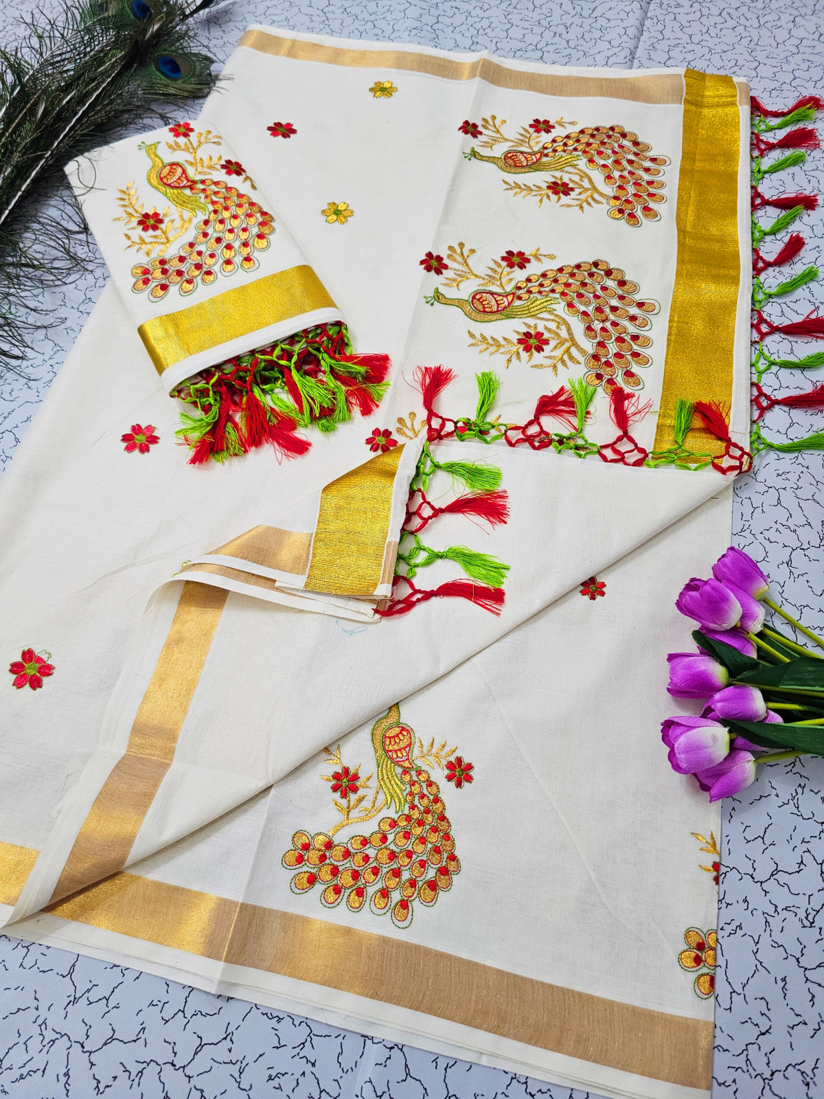 Traditional Kerala Cotton Saree 10