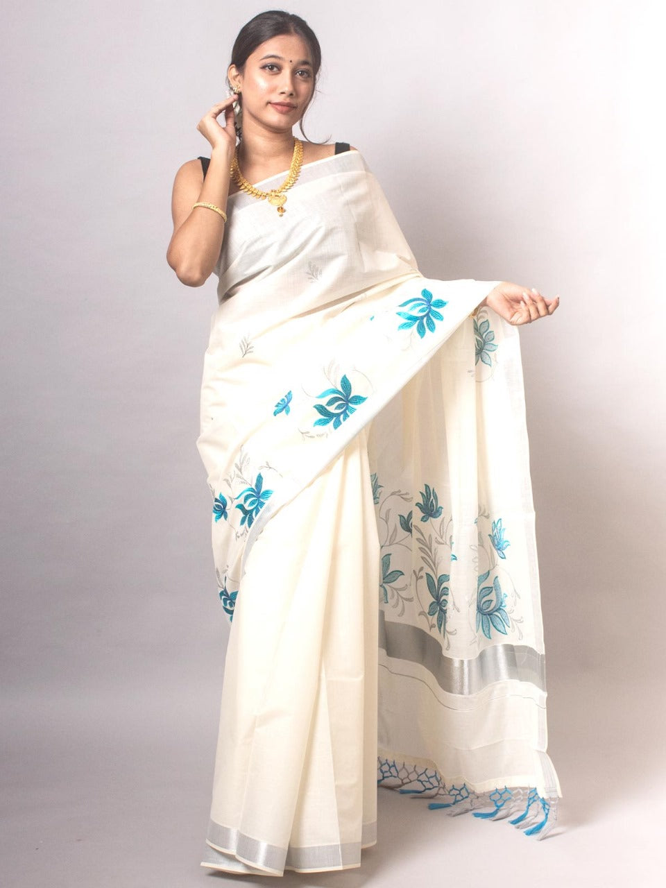 Traditional Kerala Cotton Saree 8