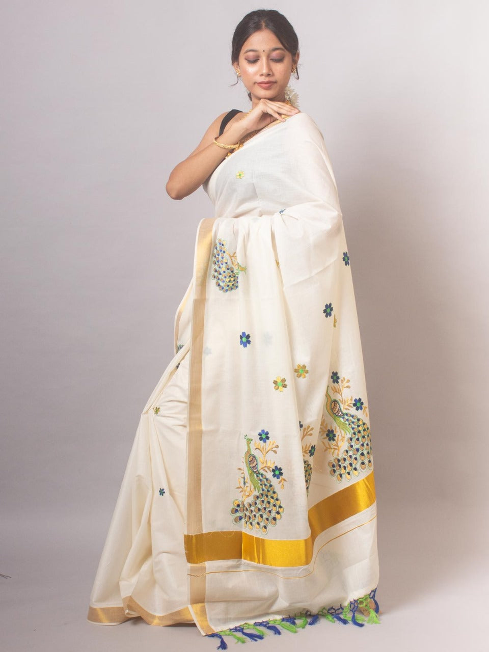 Traditional Kerala Cotton Saree 9
